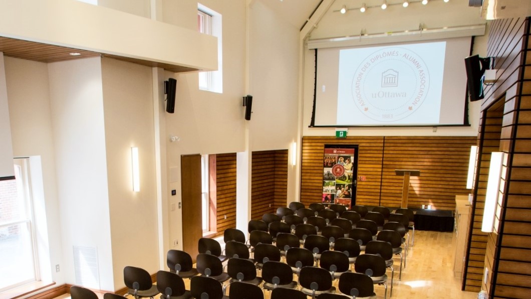 belairdirect Hall will presentation set up of chairs and projector screen.
