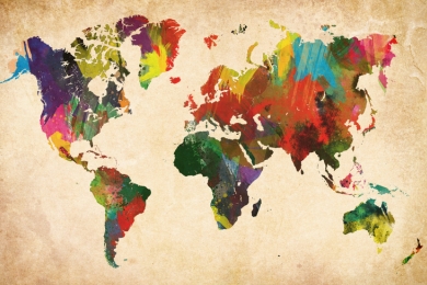 carte internationale colorée
