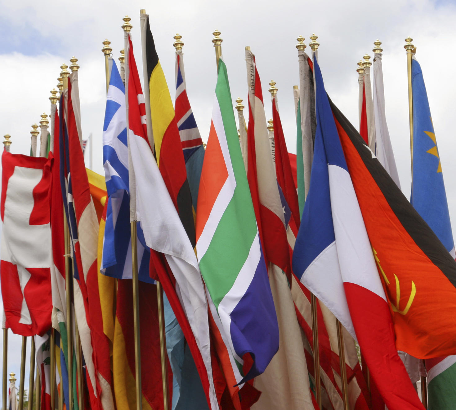Flags of the world standing beside each other