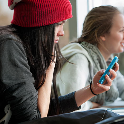 A student on their cellphone