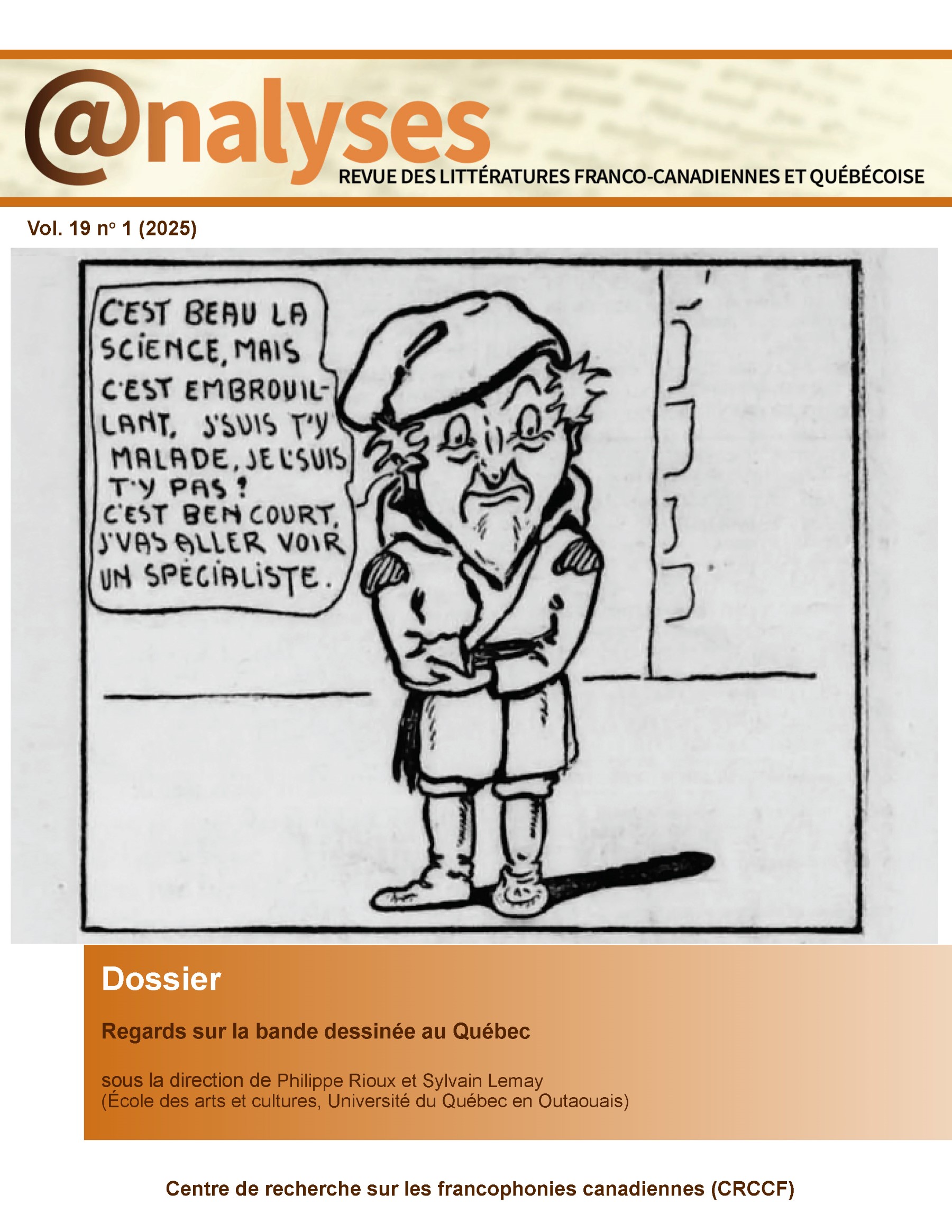Page couverture du volume 19, no 1 de la revue @analyses