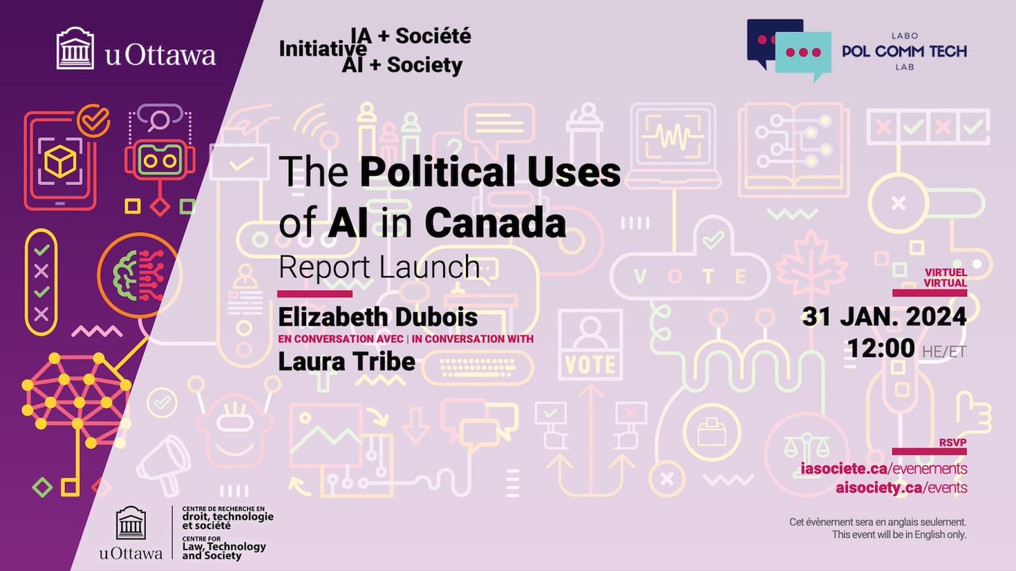 Poster for Political Uses for AI in Canada presentation info