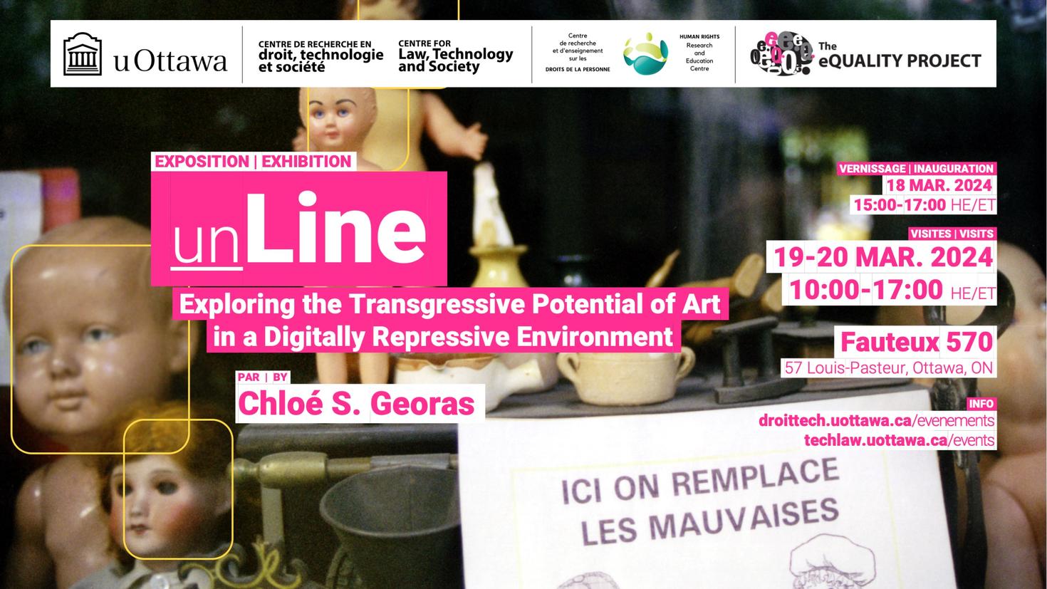 Affiche promotionnel de l'exposition unLine: Exploring the transgressive potential of art in a digitally repressive environment