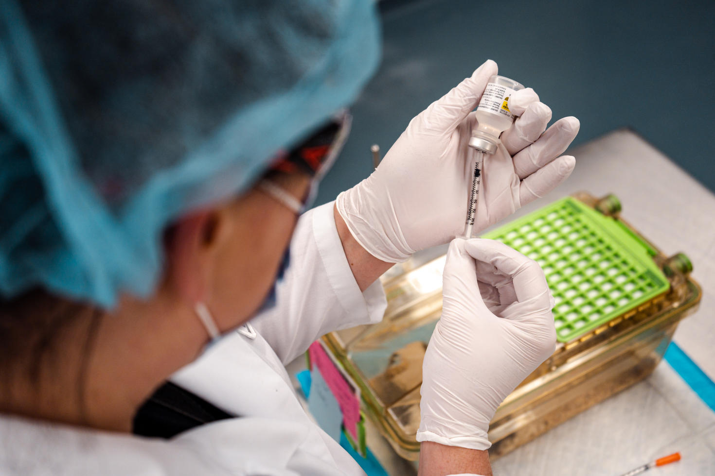 person working with samples in a lab