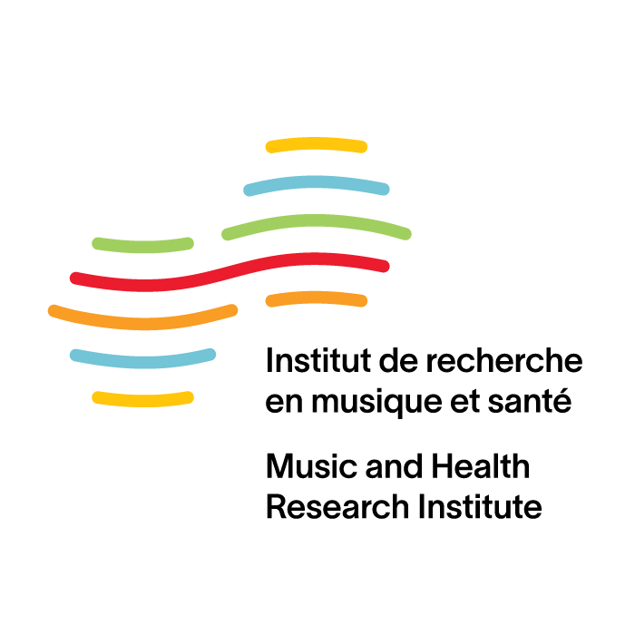 Logo of the Music and Health Research Institute with colored lines in yellow, blue, green and red