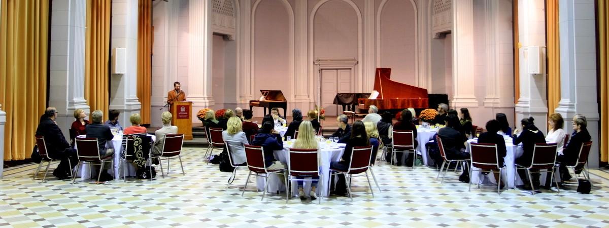 An event with a speaker and audience in large hall