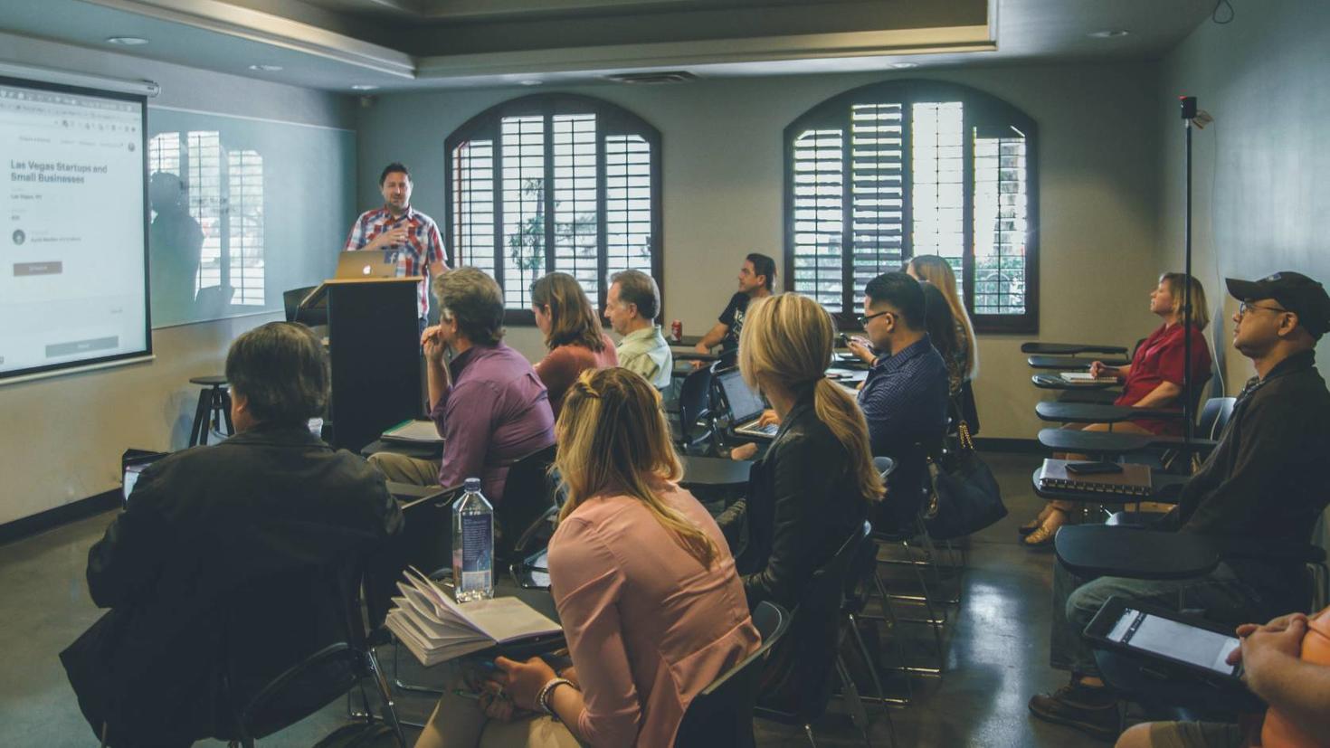 Instructor presenting in a classroom