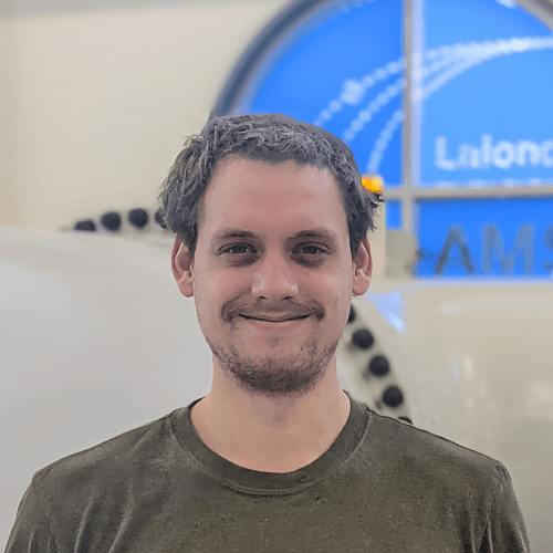 Liam Zonruiter in the AMS hall