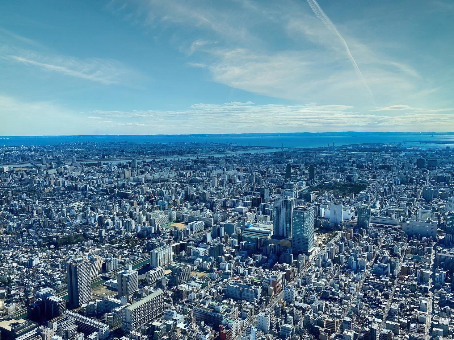 Tokyo's urban landscape as viewed from Tokyo Skytree towards the south