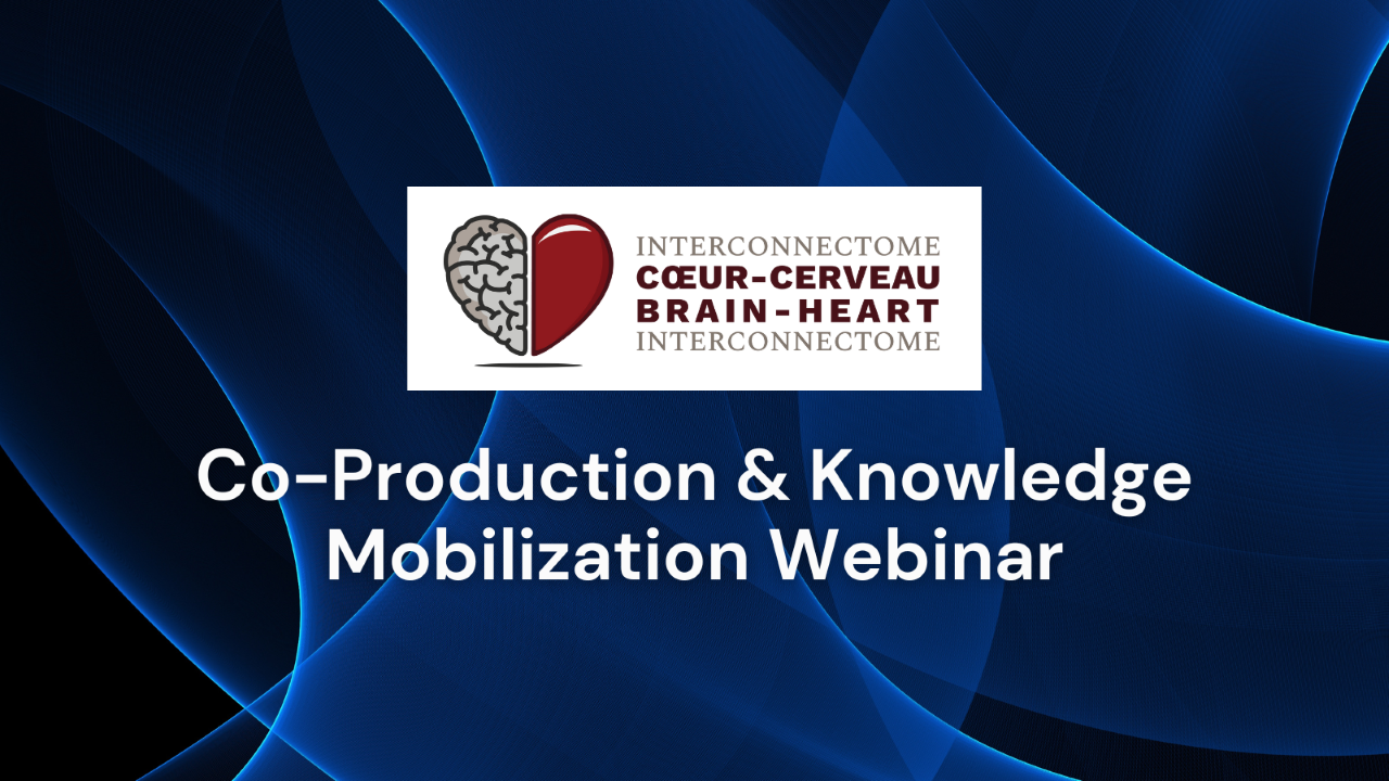 Dark blue background with the BHI logo in the middle with the text "Co-production & Knowledge Mobilization Webinar."