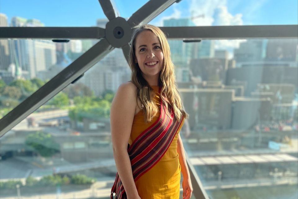 Avery Palmer, recent uOttawa graduate and member of the Indigenous Program, poses at the graduation ceremony for the Faculty of Medicine, June 2022.