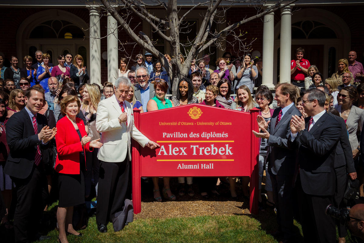 Group photo at the inauguration of the Alex Trebek Hall