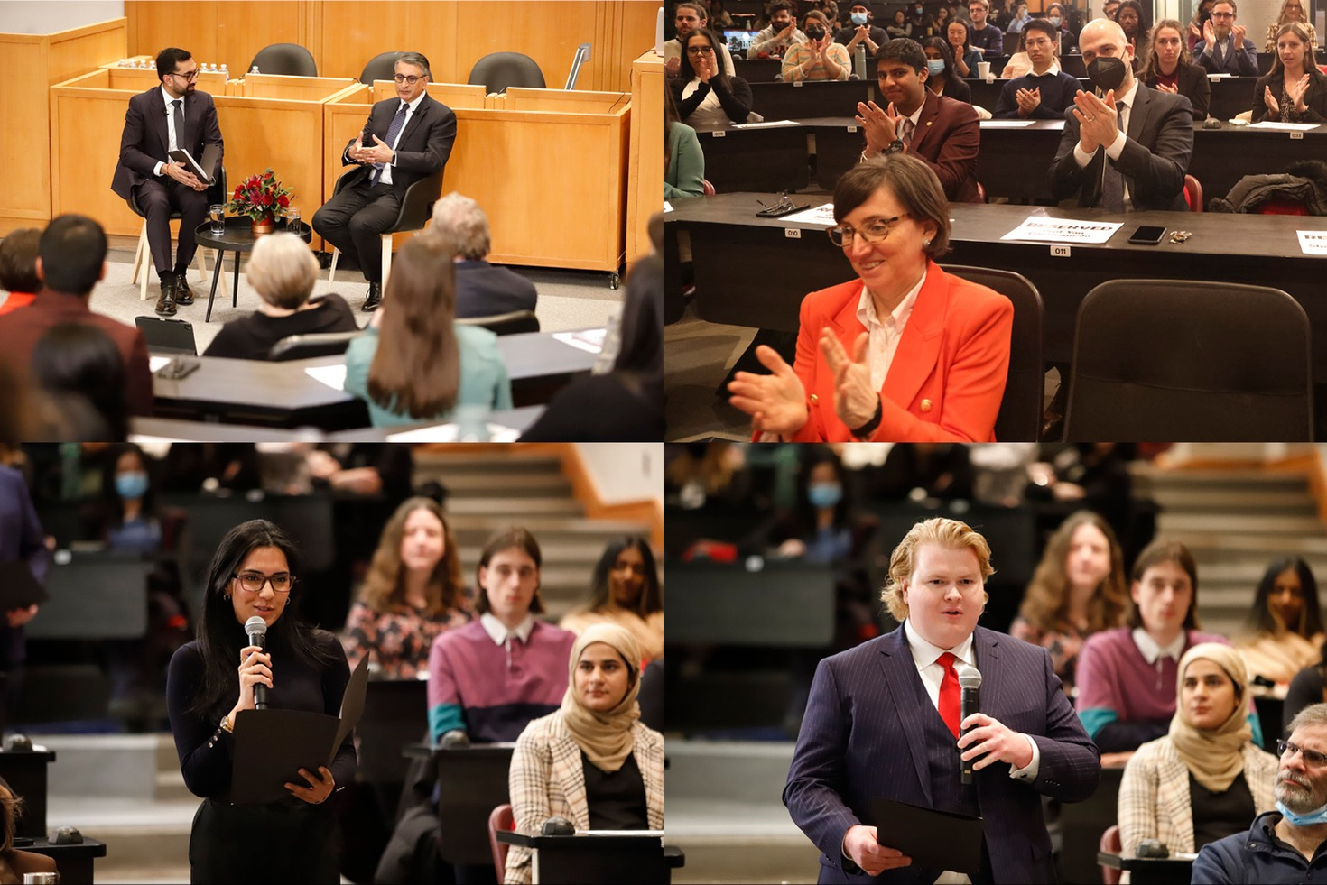 Discussion moderator and students enjoying the event