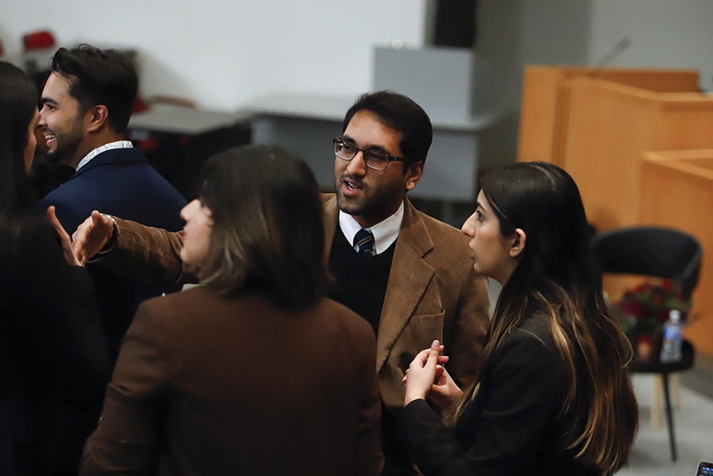 Students mingling at the event