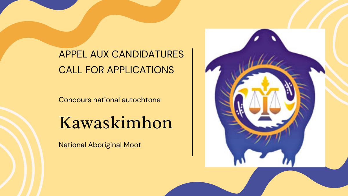 poster pour le Tribunal-école national autochtone Kawaskimhon