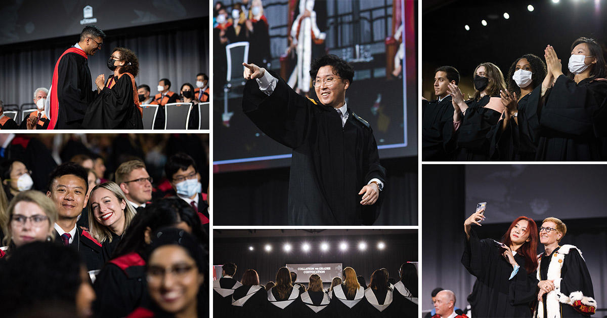 collage of pictures of a variety of graduates at convocation