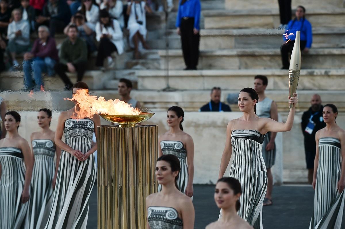 Flamme olympique à Olympie