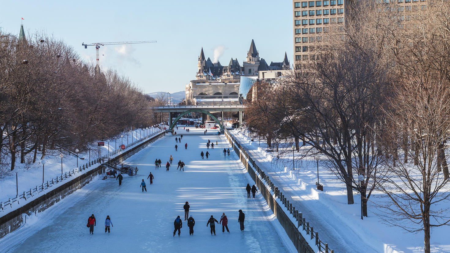People skating on the Rideau Canal.