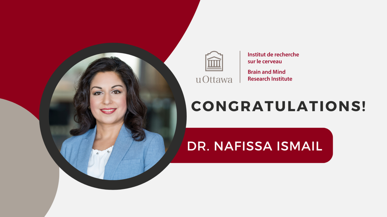 Text reads "Congratulations! Dr. Nafissa Ismail."
