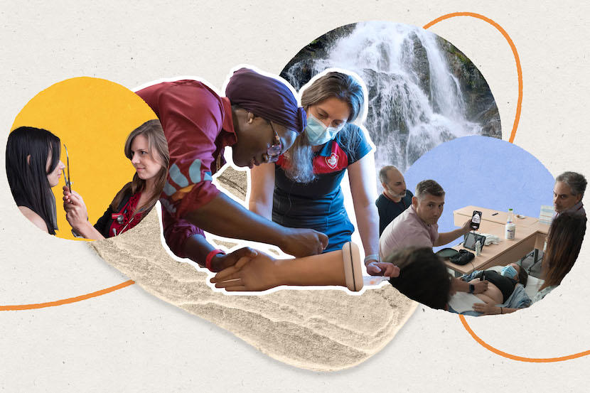 Des membres du corps médical travaillant avec des patientes et patients