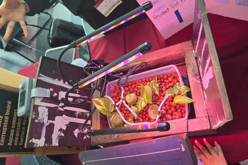 A prototype of a portable solar garden system.