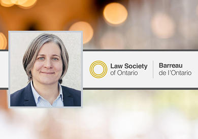 Professor Amy Salyzyn and the Law Society of Ontario logo