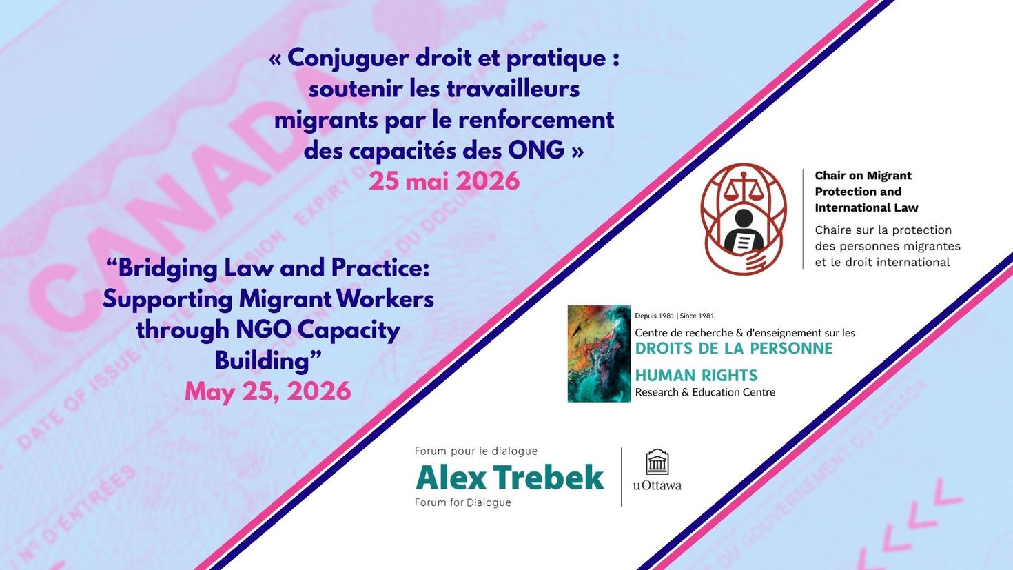 Event poster for Bridging Law and Practice: Supporting Migrant Workers through NGO Capacity building.