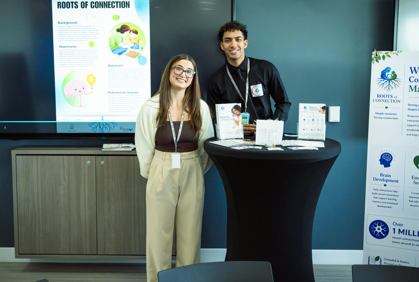 Jessica Iuliano and Navin James of uOttawa's "Roots of Connection" team at HUBBUB 2026. Photo: Angel Torrella Reyes, City of Ottawa.