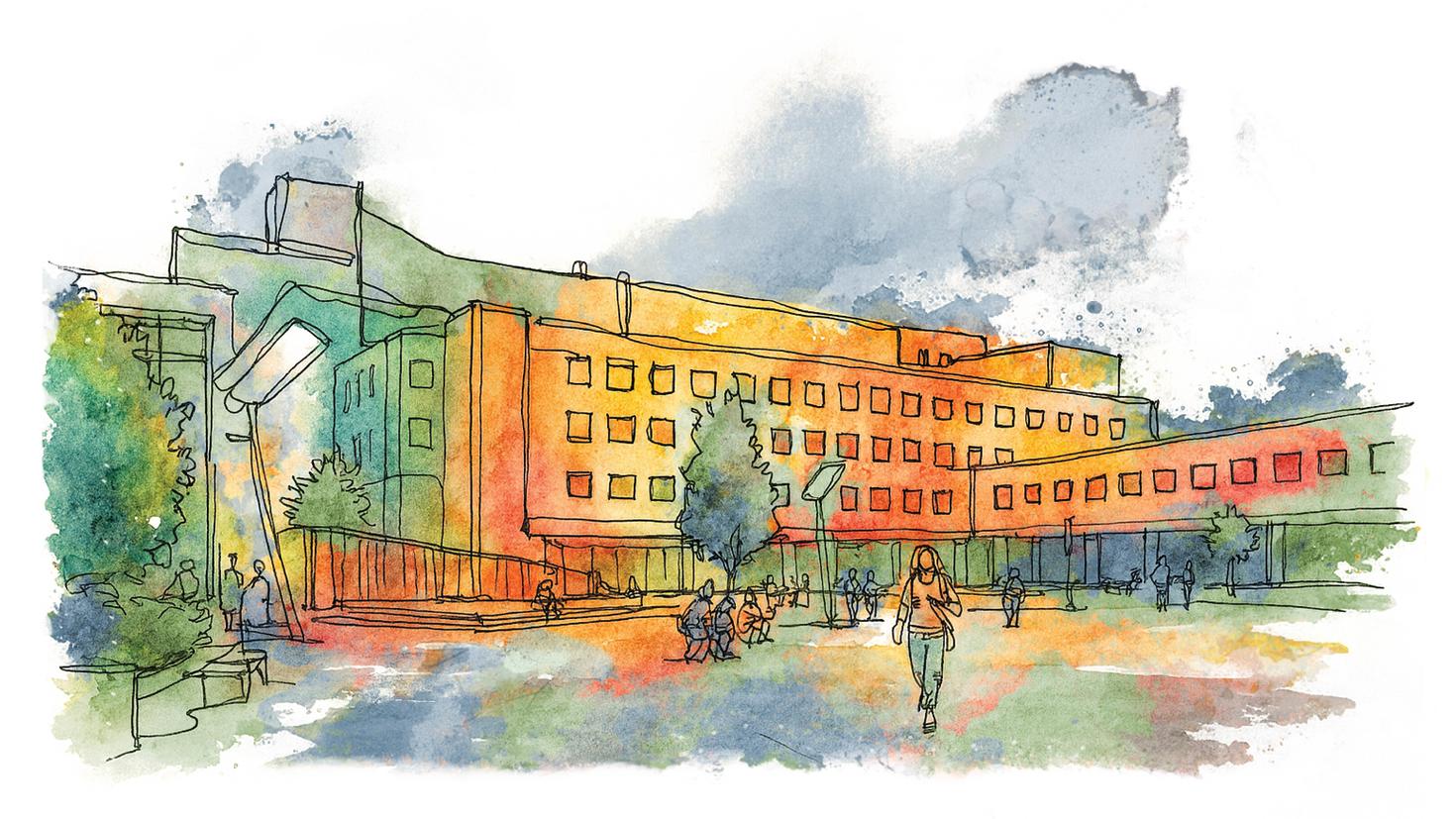 Watercolour of Lamoureux Hall