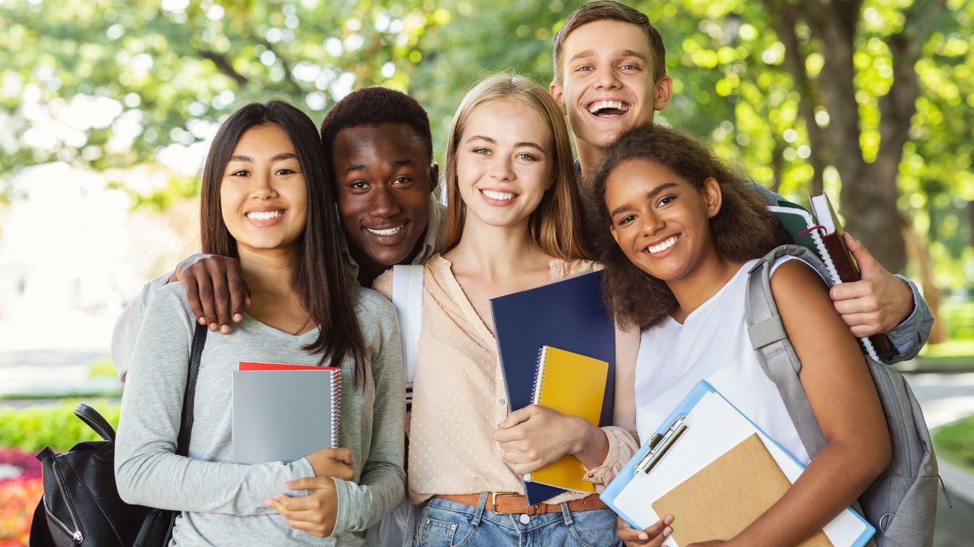 Group of students smiling for the camera