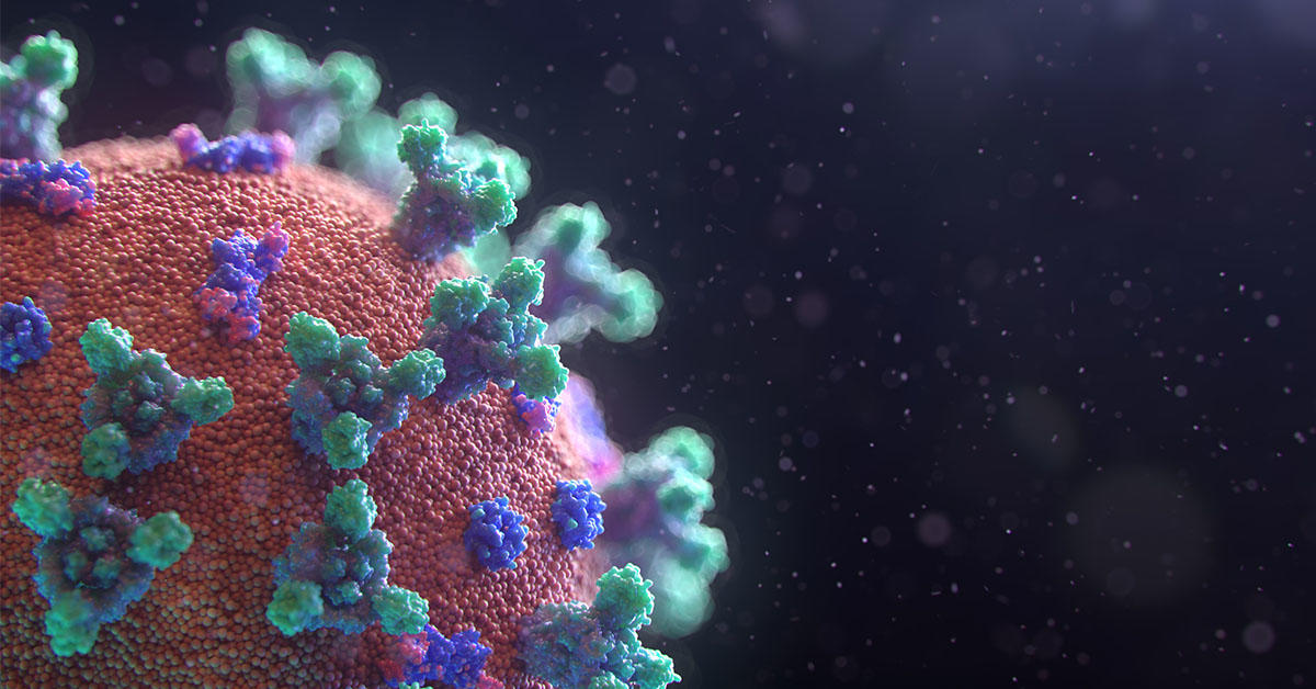 Viral cell close-up of the Coronavirus.