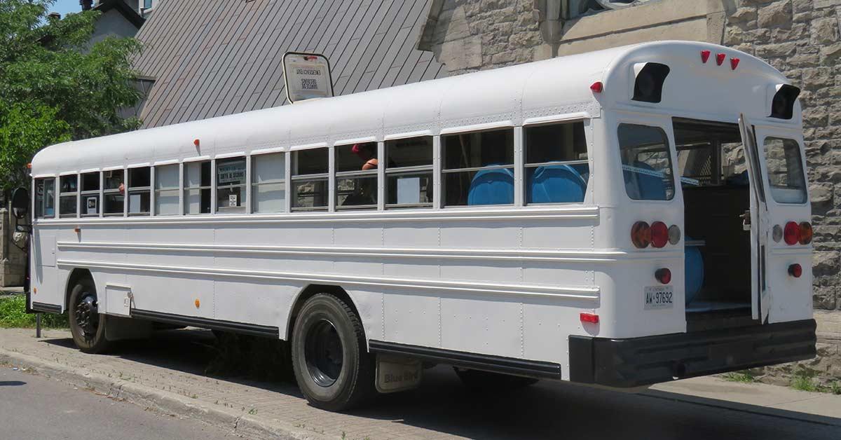 Bus seen from the side.