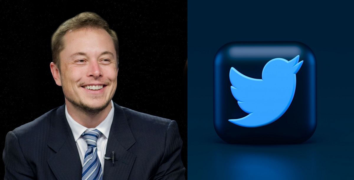 Collage of Elon Musk and Twitter icon