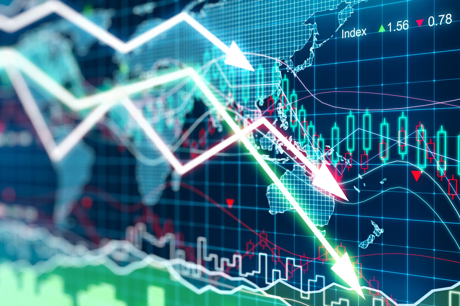 Graphique avec des prédictions économiques à la baisse