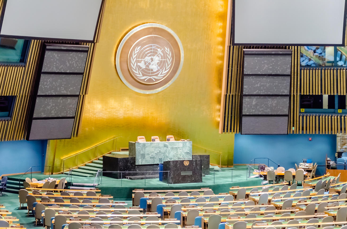 Salle de l’Assemblée générale des Nations Unies.
