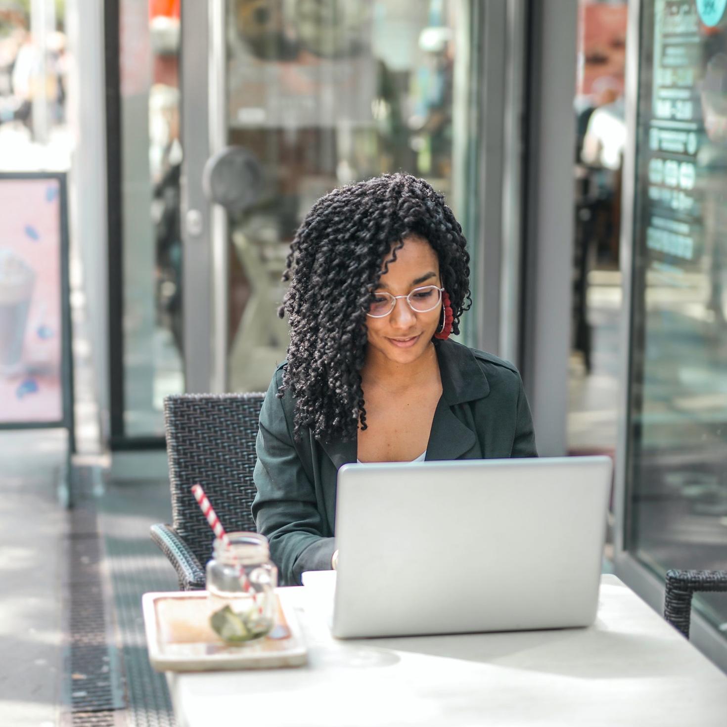 Female student at laptop