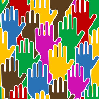 Plusieurs mains colorées 