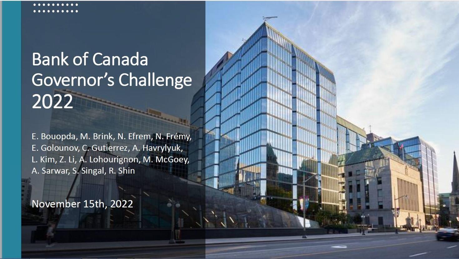 Banque du Canada Défi du gouverneur 2022