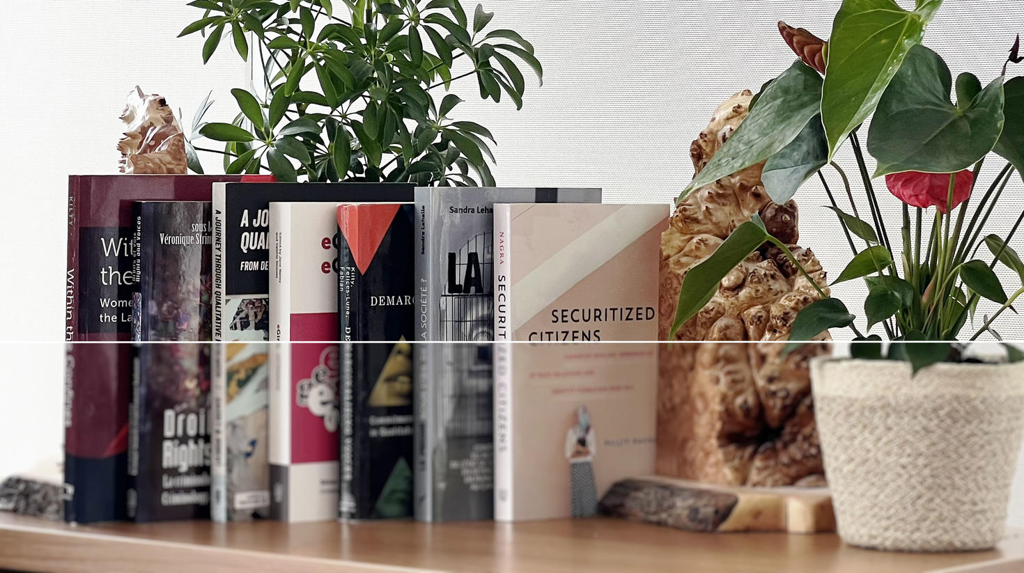 Livres de criminologie et plantes