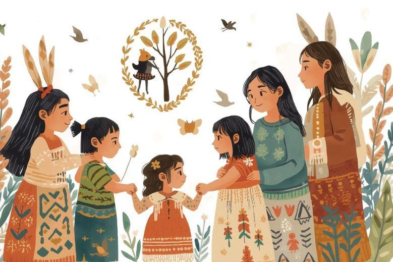 indigenous family sketch