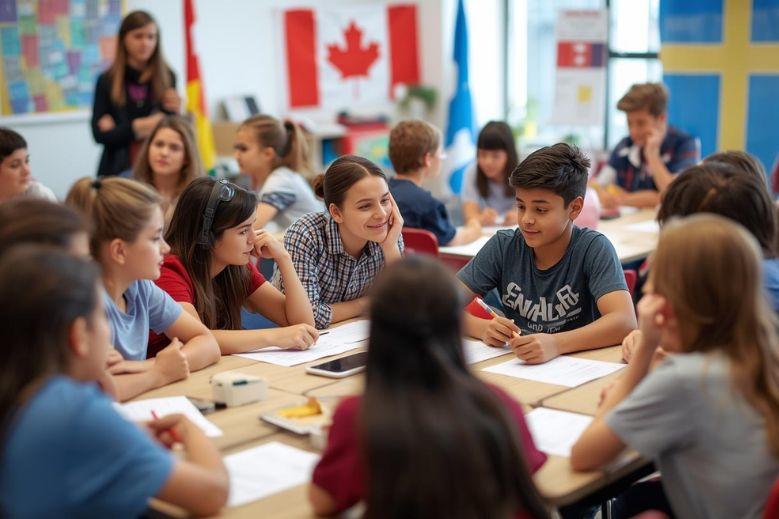 groupe d'enfants dans une salle de classe 