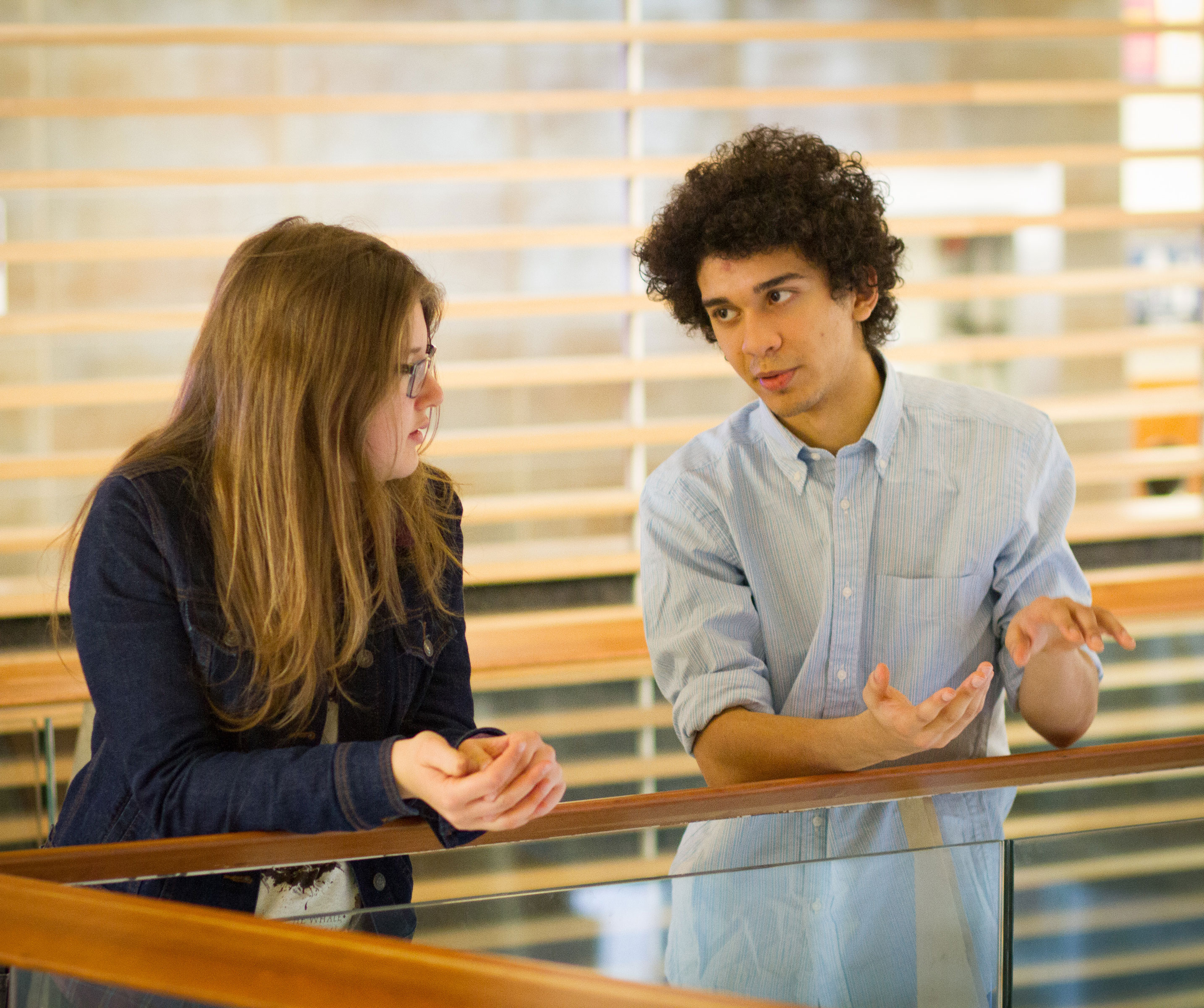 two students talking