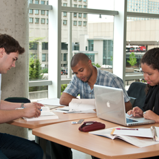 Three graduate students working