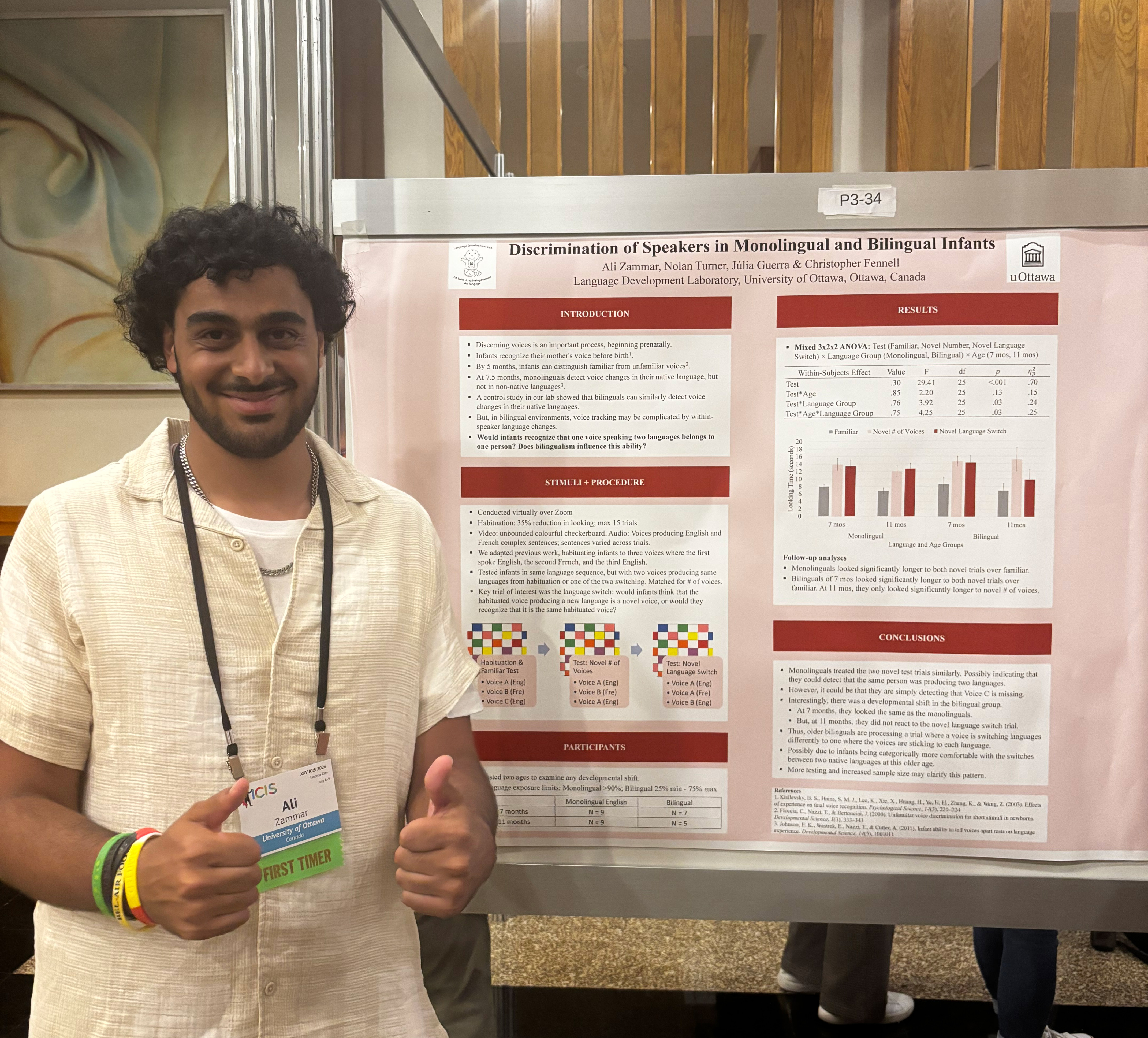 Ali Zammar student in front of his poster a the conference