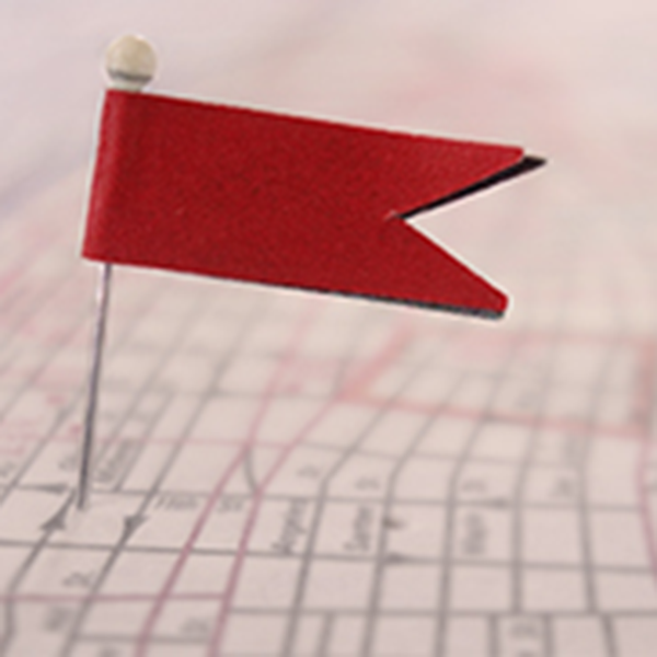 red flag on a map