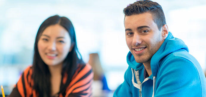 Student smiling in class
