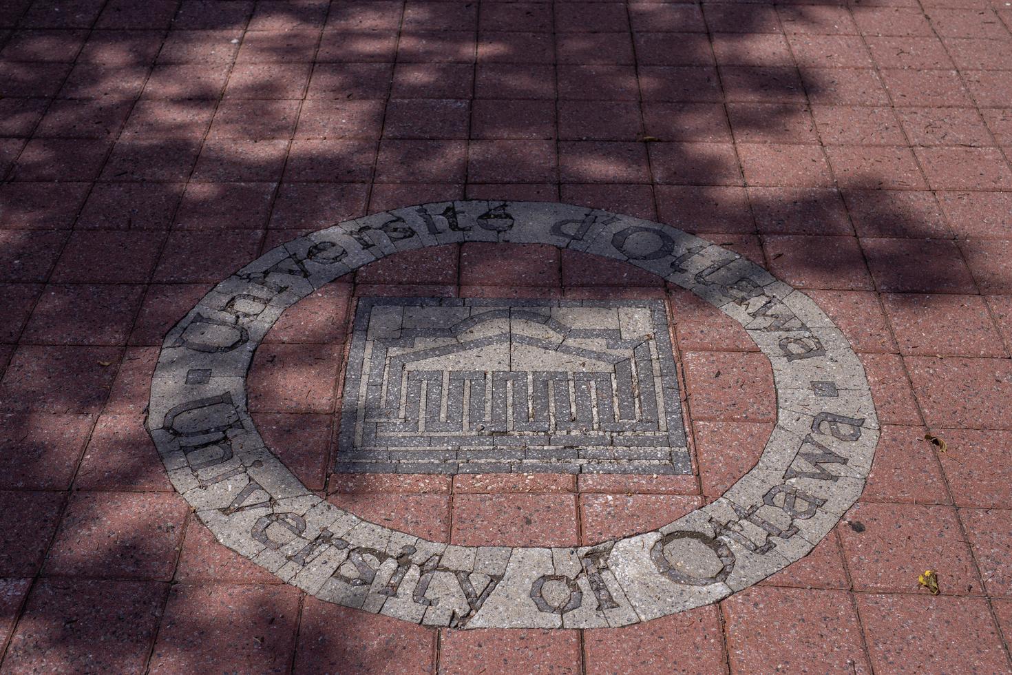 University logo on paved tile