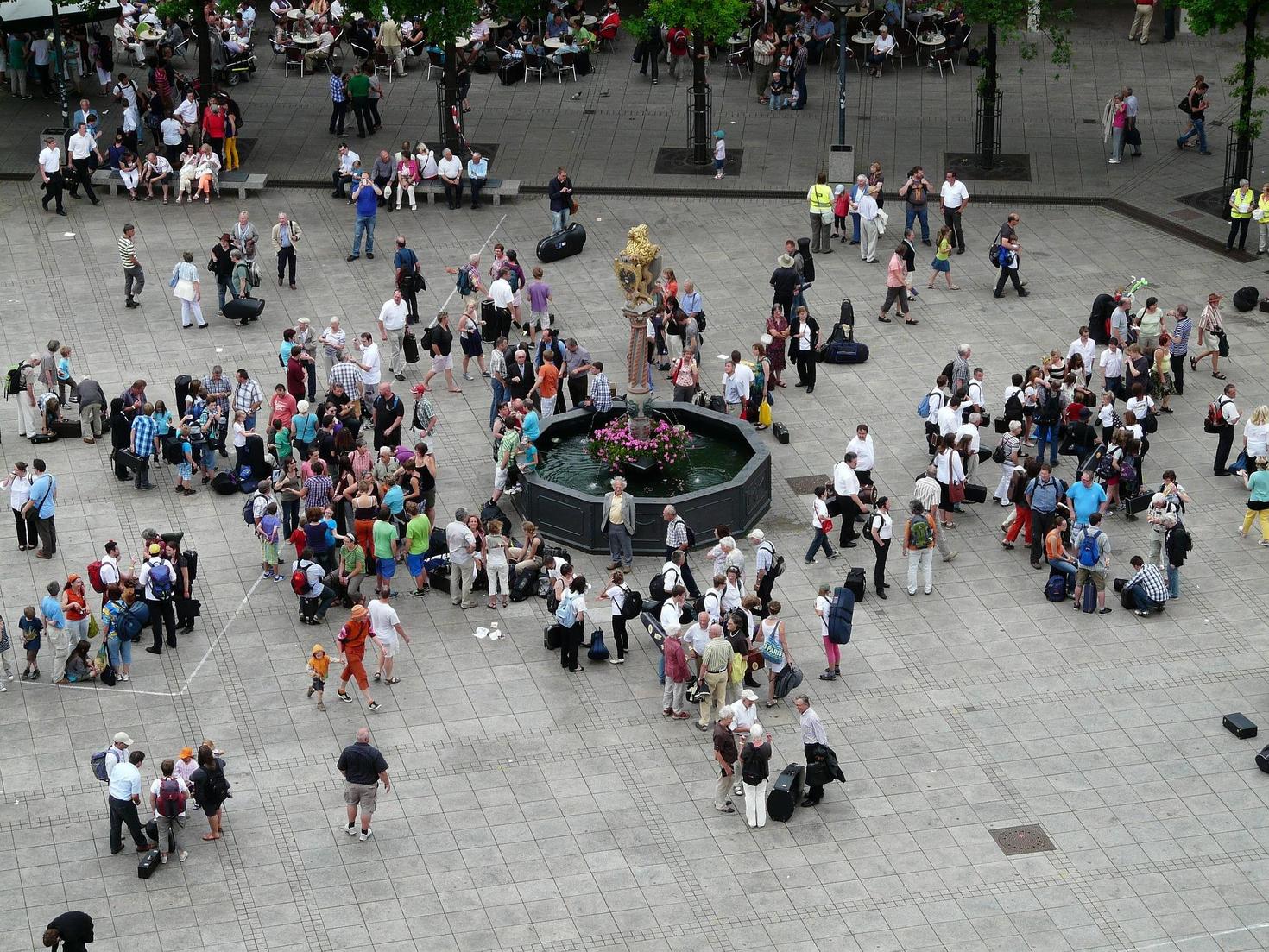 Crowded public square