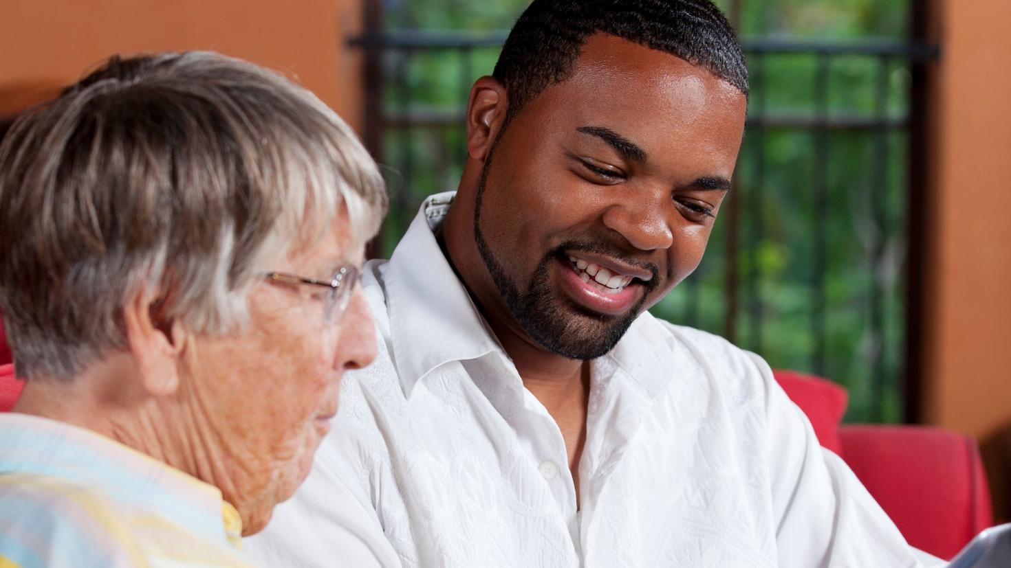 Social worker reviewing plan