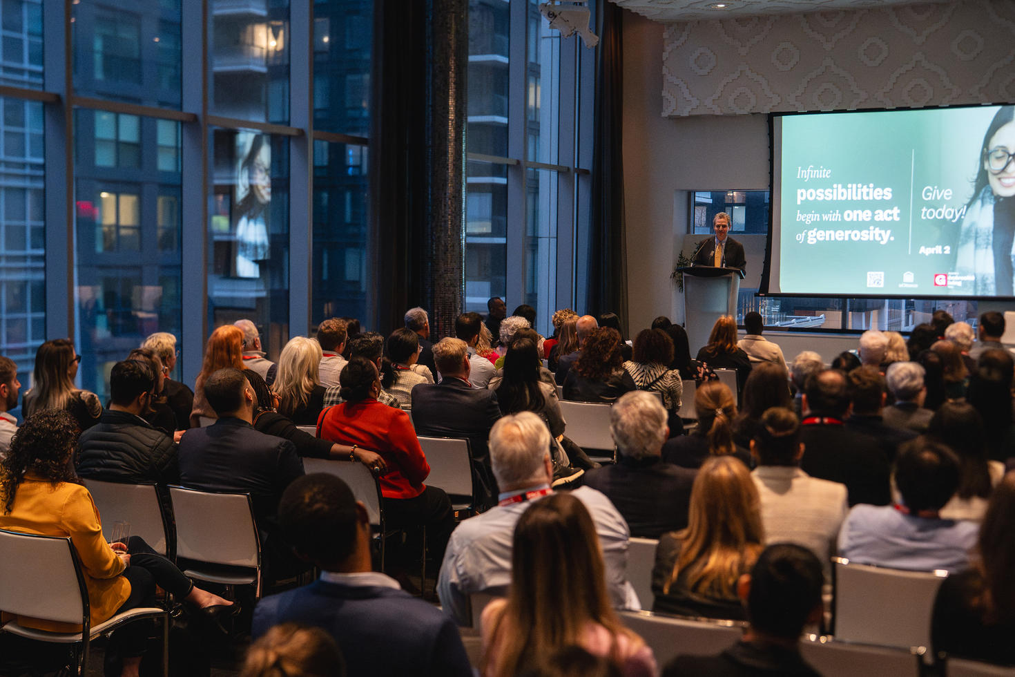 Audience members were captivated by the timely address. 